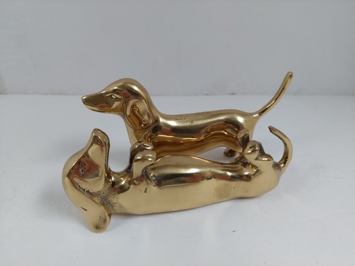 Vintage solid brass dachshunds - vintage,