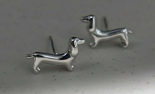 Pair cute dachshund metal - 1,