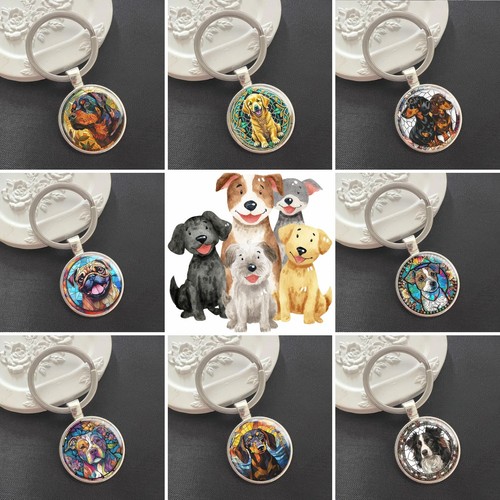 Dog breed keyring stained - dog,