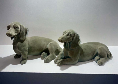 Pair velvet suede dachshund - velvet/suede,