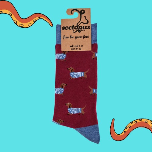 Soctopus dachshund dog socks - soctopus,