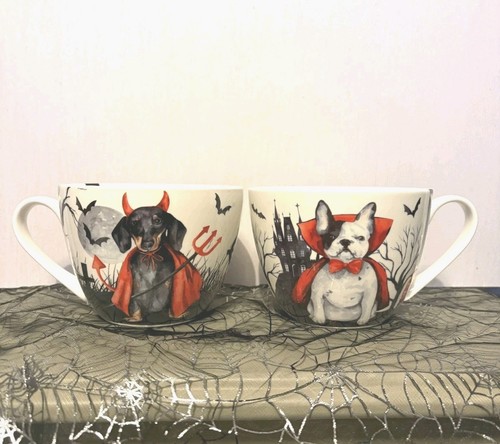Pair halloween mugs cappucino - halloween,